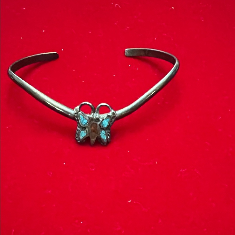 Silver Turquoise  Butterfly Bracelet